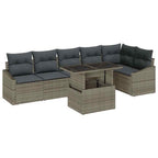 Garten-Sofa-Set mit Kissen mit Speicher mit Kissen 7 pcs Grau