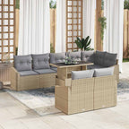 Garten-Sofa-Set mit Kissen mit Kissen 9 pcs Beige und Hellgrau