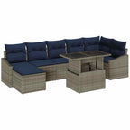 Garten-Sofa-Set mit Kissen 8 pcs Grau und Marineblau