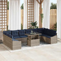 Garten-Sofa-Set mit Kissen 11 pcs Grau und Marineblau