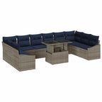 Garten-Sofa-Set mit Kissen 11 pcs Grau und Marineblau