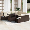 Gartensofa-set mit Kissen 9 pcs Braun und Creme Poly-Rattan