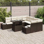 Gartensofa-set mit Kissen 9 pcs Braun und Creme Poly-Rattan