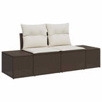 Gartensofa-set mit Kissen 9 pcs Braun und Creme Poly-Rattan