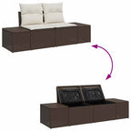 Gartensofa-set mit Kissen 9 pcs Braun und Creme Poly-Rattan