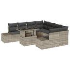 Gartensofa-set 9 pcs Hellgrau und Dunkelgrau Poly-Rattan