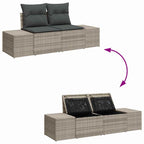 Gartensofa-set 9 pcs Hellgrau und Dunkelgrau Poly-Rattan
