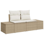 Garten-Sofa-Set mit Speicher 6 pcs Beige Poly Rattan