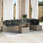 Garten-Sofa-Set mit Speicher 7 pcs Hellgrau Poly Rattan