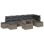 Garten-Sofa-Set mit Speicher 8 pcs Grau Poly Rattan