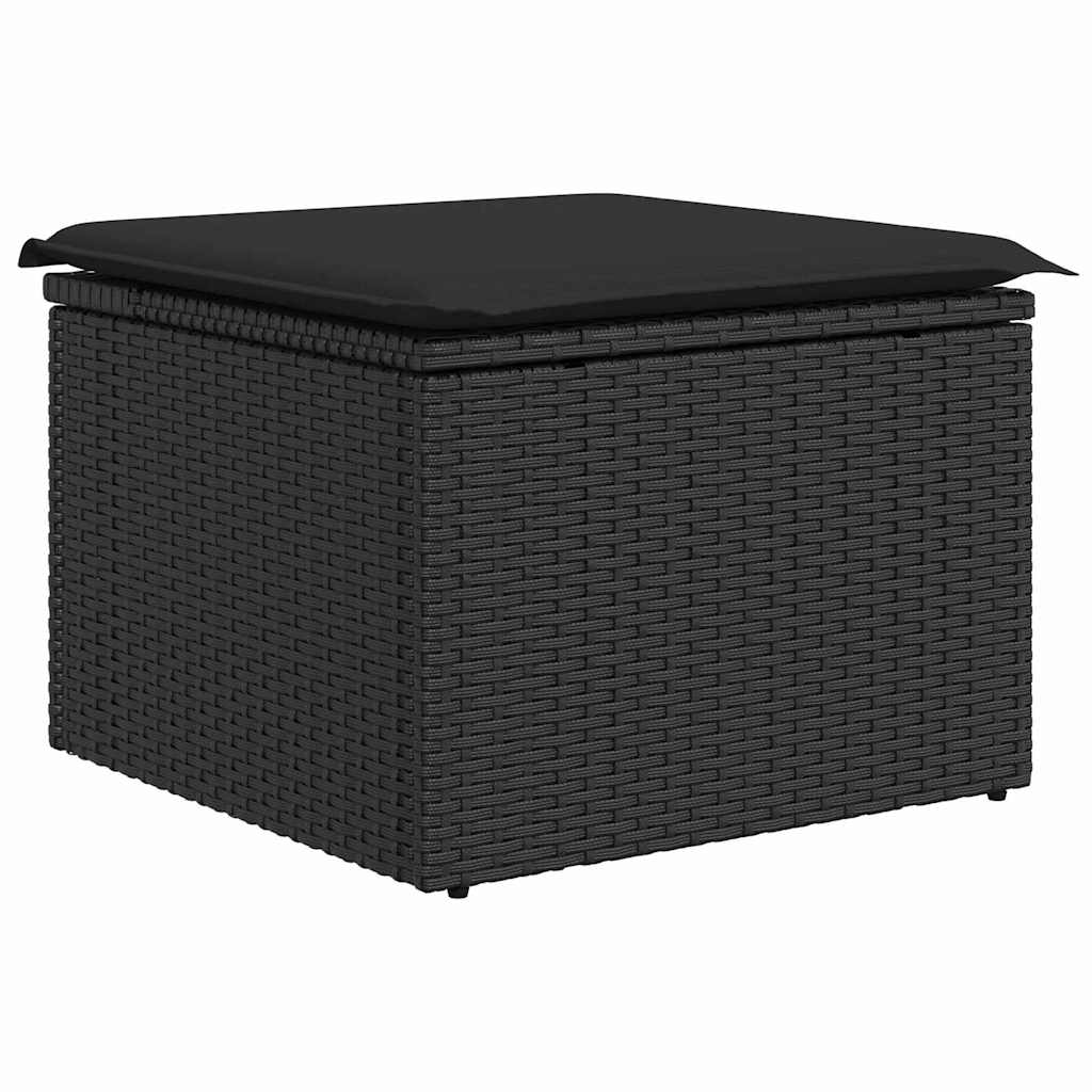 Garten-Sofa-Set mit Speicher 8 pcs Schwarz Poly Rattan