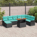 Garten-Sofa-Set mit Speicher 9 pcs Schwarz Poly Rattan