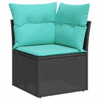 Garten-Sofa-Set mit Speicher 9 pcs Schwarz Poly Rattan