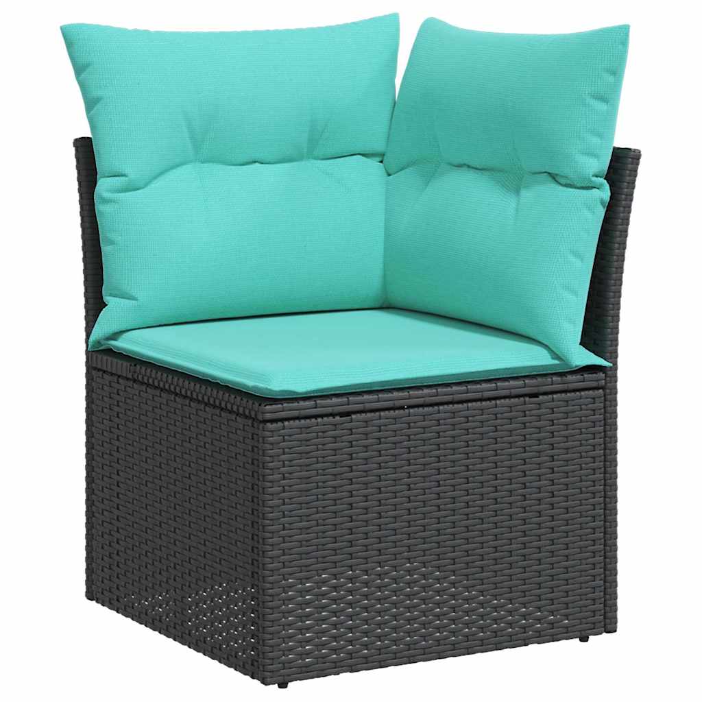 Garten-Sofa-Set mit Speicher 9 pcs Schwarz Poly Rattan