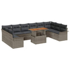 Garten-Sofa-Set mit Speicher 9 pcs Grau Poly Rattan