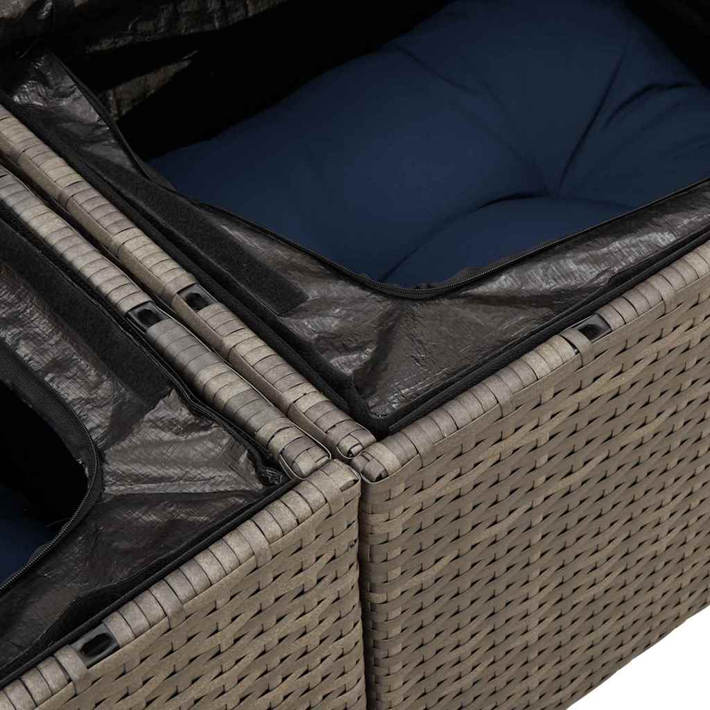 Garten-Sofa-Set mit Speicher 11 pcs Grau Poly Rattan