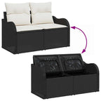 Gartensofa-set mit Speicher 5 pcs Schwarz Poly-Rattan