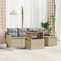 Garten-Sofa-Set mit Speicher 6 pcs Beige Poly Rattan