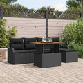 Garten-Sofa-Set mit Speicher 6 pcs Schwarz Poly Rattan