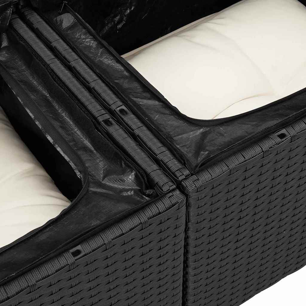 Garten-Sofa-Set mit Speicher 6 pcs Schwarz Poly Rattan