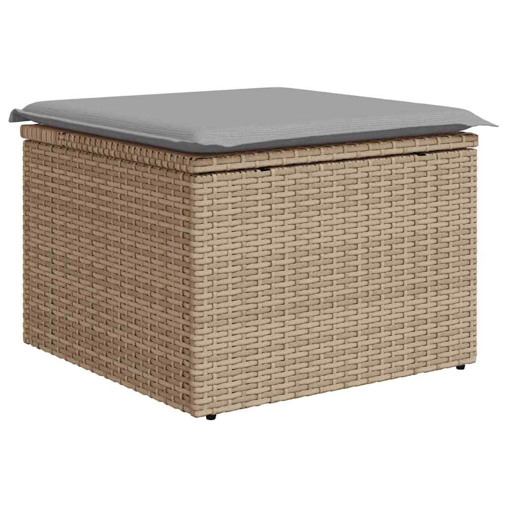Garten-Sofa-Set mit Speicher 7 pcs Beige Poly Rattan