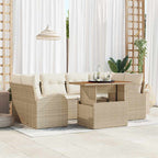 Garten-Sofa-Set mit Speicher 7 pcs Beige Poly Rattan