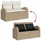 Garten-Sofa-Set mit Speicher 8 pcs Beige Poly Rattan