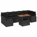 Garten-Sofa-Set mit Speicher 8 pcs Schwarz Poly Rattan