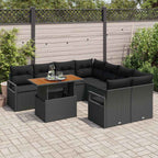 Garten-Sofa-Set mit Speicher 9 pcs Schwarz Poly Rattan
