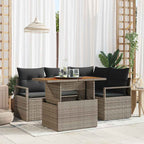 Garten-Sofa-Set mit Speicher 5 pcs Grau Poly Rattan