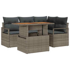 Garten-Sofa-Set mit Speicher 5 pcs Grau Poly Rattan