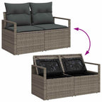 Garten-Sofa-Set mit Speicher 5 pcs Grau Poly Rattan