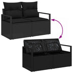 Garten-Sofa-Set mit Speicher 9 pcs Schwarz Poly Rattan