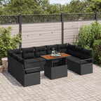 Garten-Sofa-Set mit Speicher 10 pcs Schwarz Poly Rattan