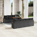 Garten-Sofa-Set mit Speicher 9 pcs Schwarz Poly Rattan