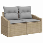 Garten-Sofa-Set mit Speicher 7 pcs Beige Poly Rattan