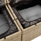 Garten-Sofa-Set mit Speicher 10 pcs Beige Poly Rattan