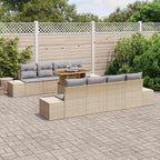 Garten-Sofa-Set mit Speicher 9 pcs Beige Poly Rattan