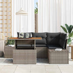 Garten-Sofa-Set mit Speicher 5 pcs Grau Poly Rattan