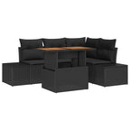 Garten-Sofa-Set mit Speicher 5 pcs Schwarz Poly Rattan