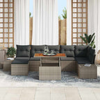Garten-Sofa-Set mit Speicher 8 pcs Grau Poly Rattan