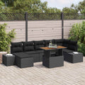 Garten-Sofa-Set mit Speicher 8 pcs Schwarz Poly Rattan