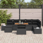 Garten-Sofa-Set mit Speicher 8 pcs Schwarz Poly Rattan