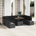 Garten-Sofa-Set mit Speicher 10 pcs Schwarz Poly Rattan