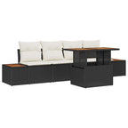 Garten-Sofa-Set mit Speicher 5 pcs Schwarz Poly Rattan