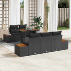 Garten-Sofa-Set mit Speicher 6 pcs Schwarz Poly Rattan
