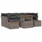Garten-Sofa-Set mit Speicher 7 pcs Grau Poly Rattan