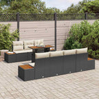 Garten-Sofa-Set mit Speicher 8 pcs Schwarz Poly Rattan