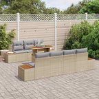 Garten-Sofa-Set mit Speicher 8 pcs Beige Poly Rattan