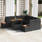Garten-Sofa-Set mit Speicher 9 pcs Schwarz Poly Rattan